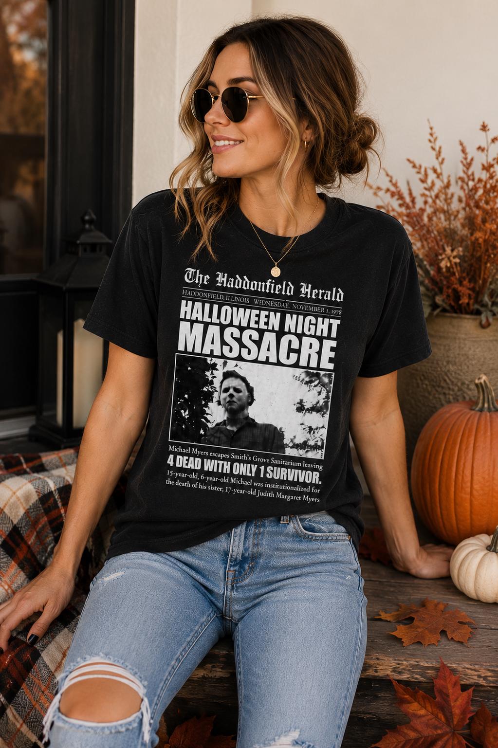 Halloween Night Massacre T-Shirt | Vintage Horror Shirt | Michael Myers Inspired Tee | Halloween Graphic Tee | Spooky Season Shirt | Horror
