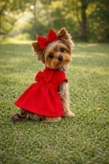 Dog red bow dress, birthday dress, Valentines day dress, Christmas Outfit