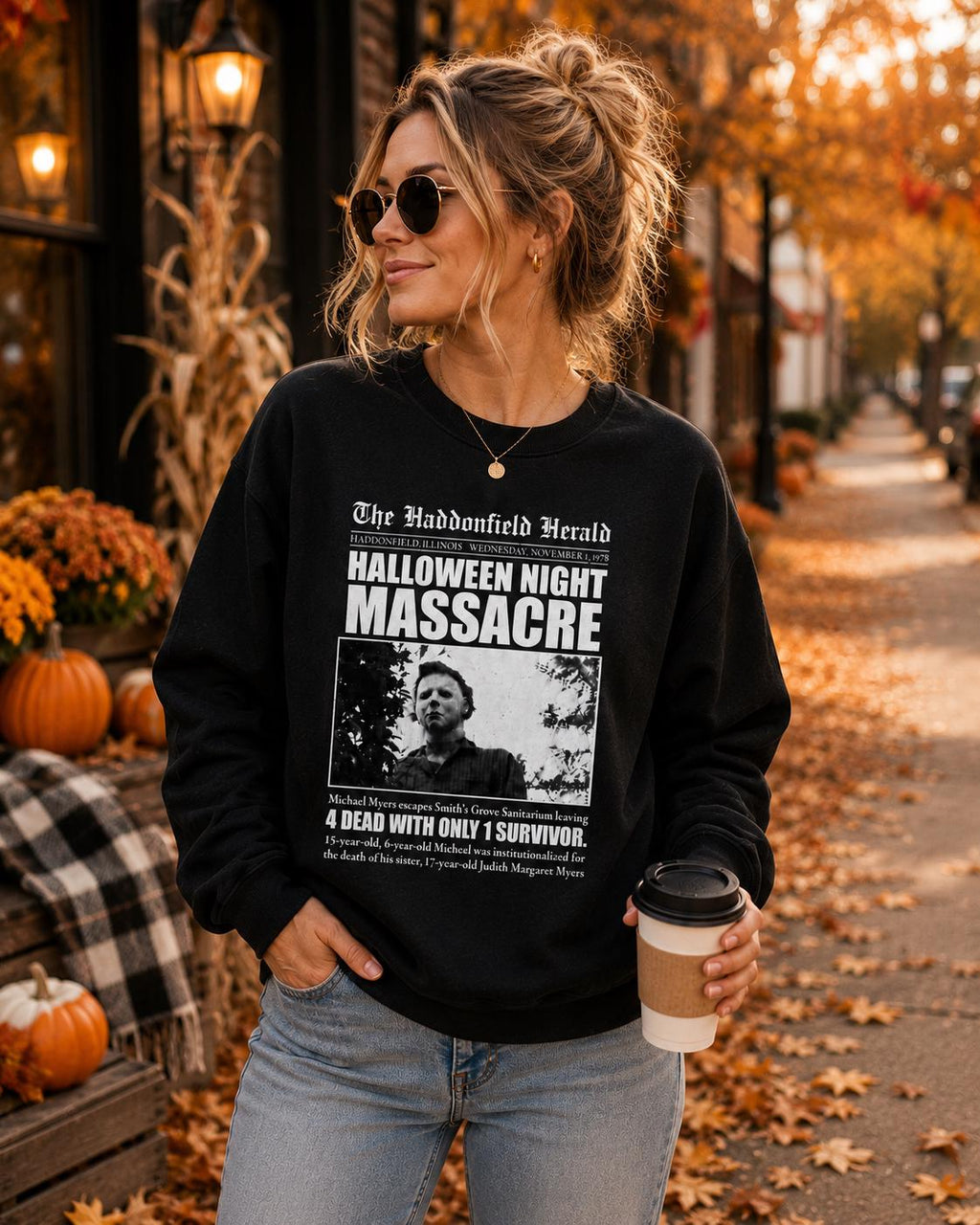 Halloween Night Massacre Sweatshirt | Michael Myers Inspired Crewneck | Vintage Horror Sweatshirt | Halloween Movie Fan Gift | Spooky Season