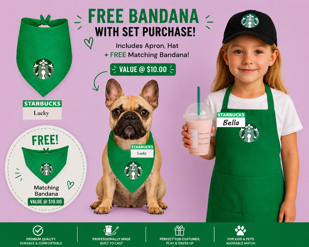 Starbucks Halloween costume.Kids Dress Up | Halloween costume | Kids - Dress Up Set - Starbucks pretend play Outfit