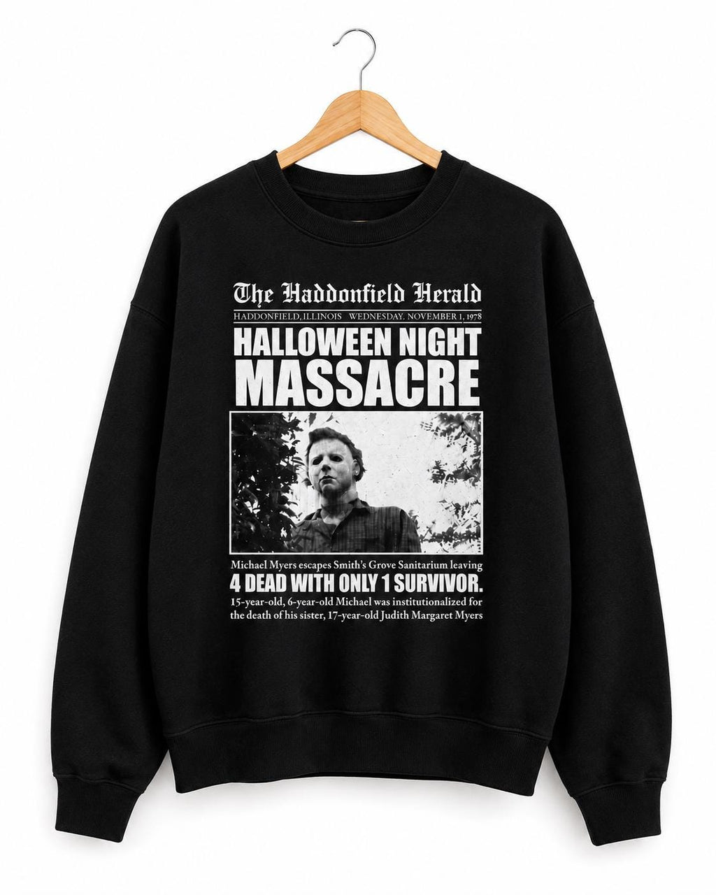 Halloween Night Massacre Sweatshirt | Michael Myers Inspired Crewneck | Vintage Horror Sweatshirt | Halloween Movie Fan Gift | Spooky Season