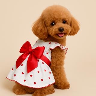 Dog valentines dress with bow