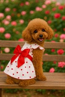 Dog valentines dress with bow