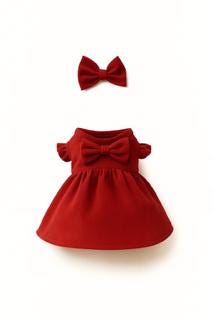 Dog red bow dress, birthday dress, Valentines day dress, Christmas Outfit