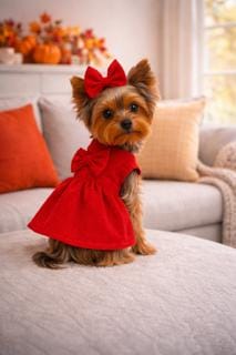 Dog red bow dress, birthday dress, Valentines day dress, Christmas Outfit