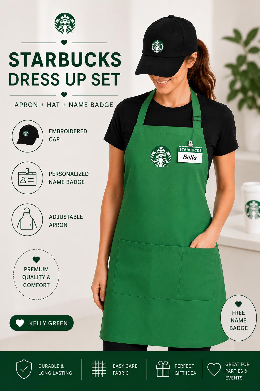 Starbucks Adult Apron | Starbucks Halloween costume | Adult - Dress Up Set -Starbucks