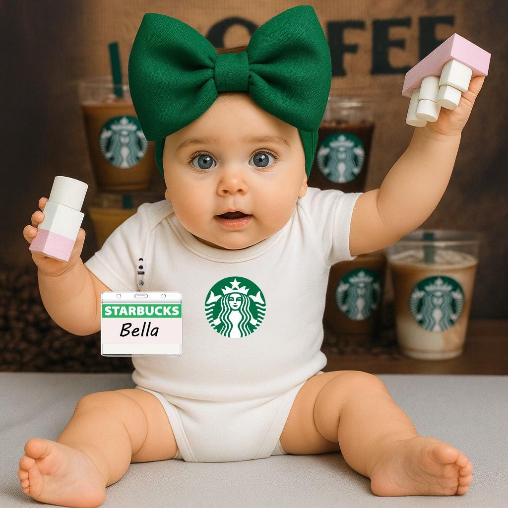 Starbucks Halloween onesie Dress Up | Halloween costume | Kids - Dress Up Set - Starbucks pretend play Outfit | newborn pictures