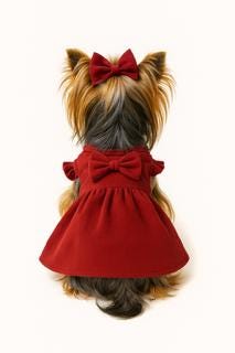 Dog red bow dress, birthday dress, Valentines day dress, Christmas Outfit