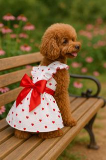 Dog valentines dress with bow