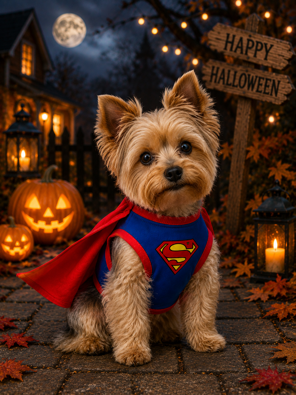 Superhero Dog Costume with Cape – Halloween Pet Costume for Small Dogs