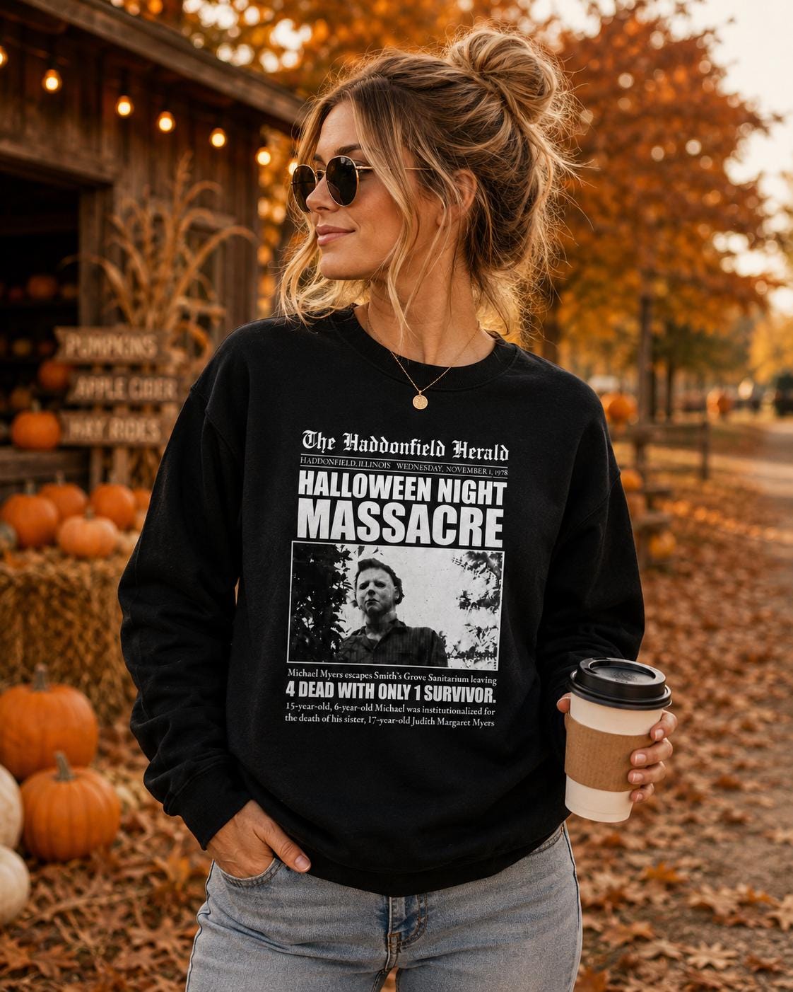 Halloween Night Massacre Sweatshirt | Michael Myers Inspired Crewneck | Vintage Horror Sweatshirt | Halloween Movie Fan Gift | Spooky Season