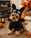 Bat Dog Costume, Halloween Dog Costume, Black Bat Hoodie with Wings, Cute Pet Halloween Outfit, Yorkie Poodle Small Dog Costume