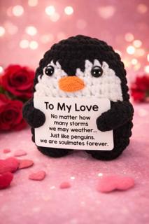 Valentines crochet penguin