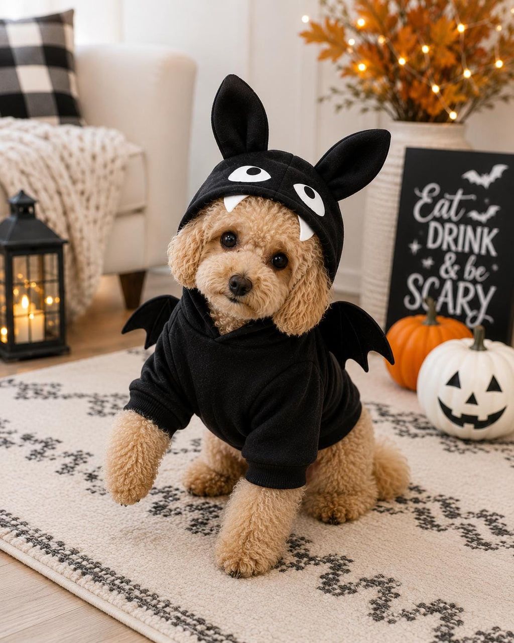 Bat Dog Costume, Halloween Dog Costume, Black Bat Hoodie with Wings, Cute Pet Halloween Outfit, Yorkie Poodle Small Dog Costume
