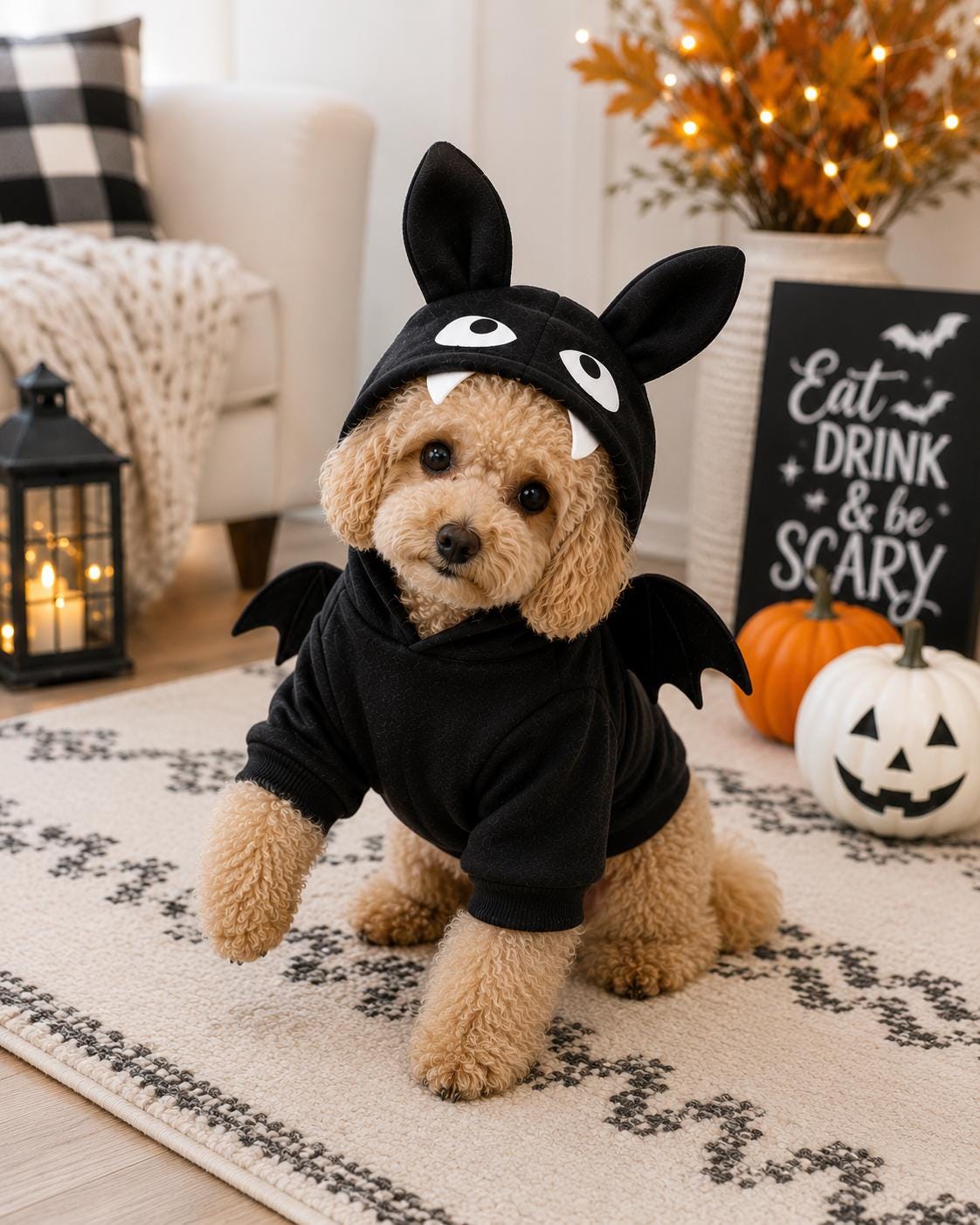 Bat Dog Costume, Halloween Dog Costume, Black Bat Hoodie with Wings, Cute Pet Halloween Outfit, Yorkie Poodle Small Dog Costume