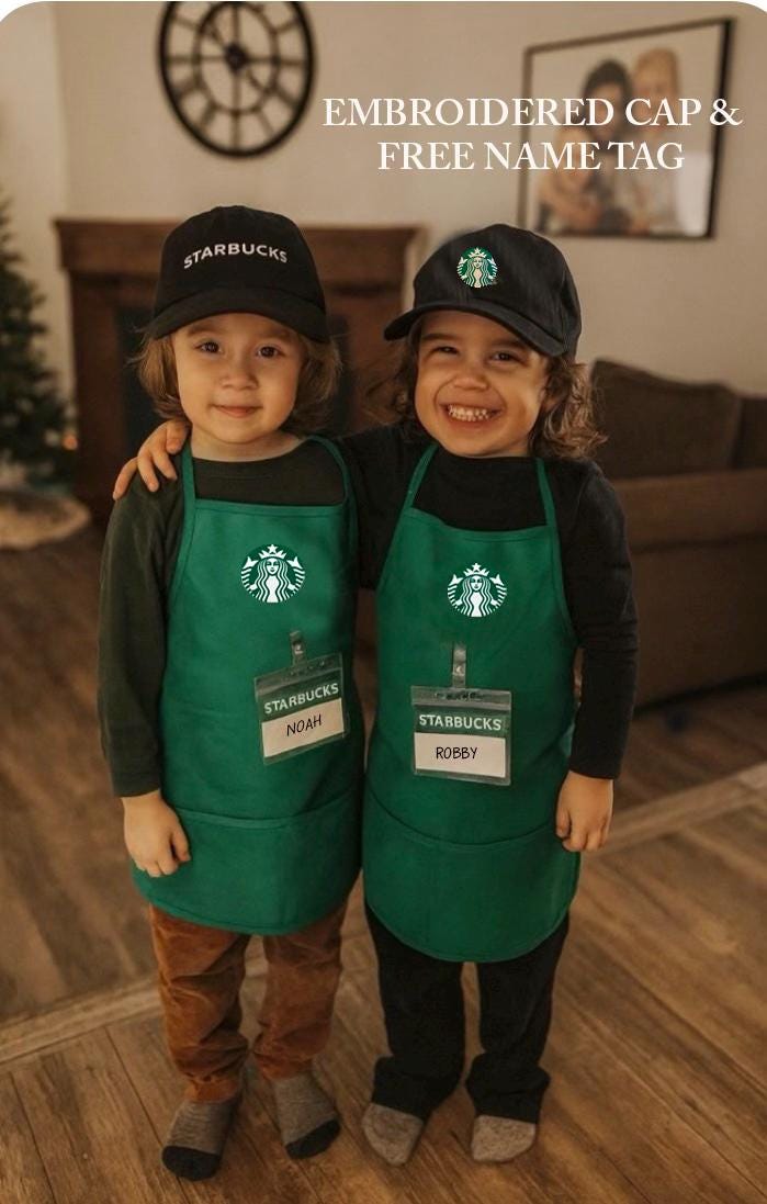Starbucks Halloween costume.Kids Dress Up | Halloween costume | Kids - Dress Up Set - Starbucks pretend play Outfit