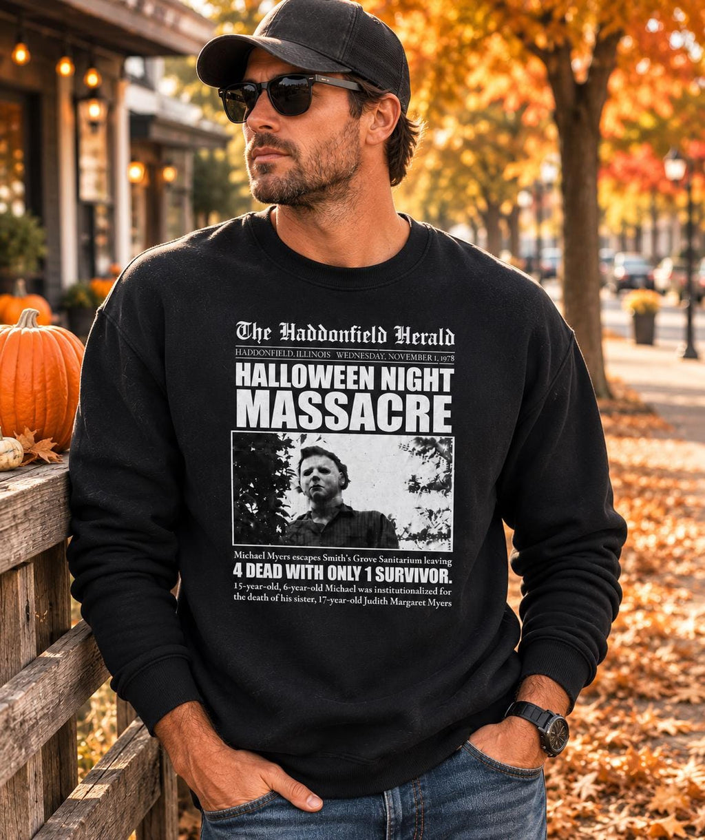 Halloween Night Massacre Sweatshirt | Michael Myers Inspired Crewneck | Vintage Horror Sweatshirt | Halloween Movie Fan Gift | Spooky Season