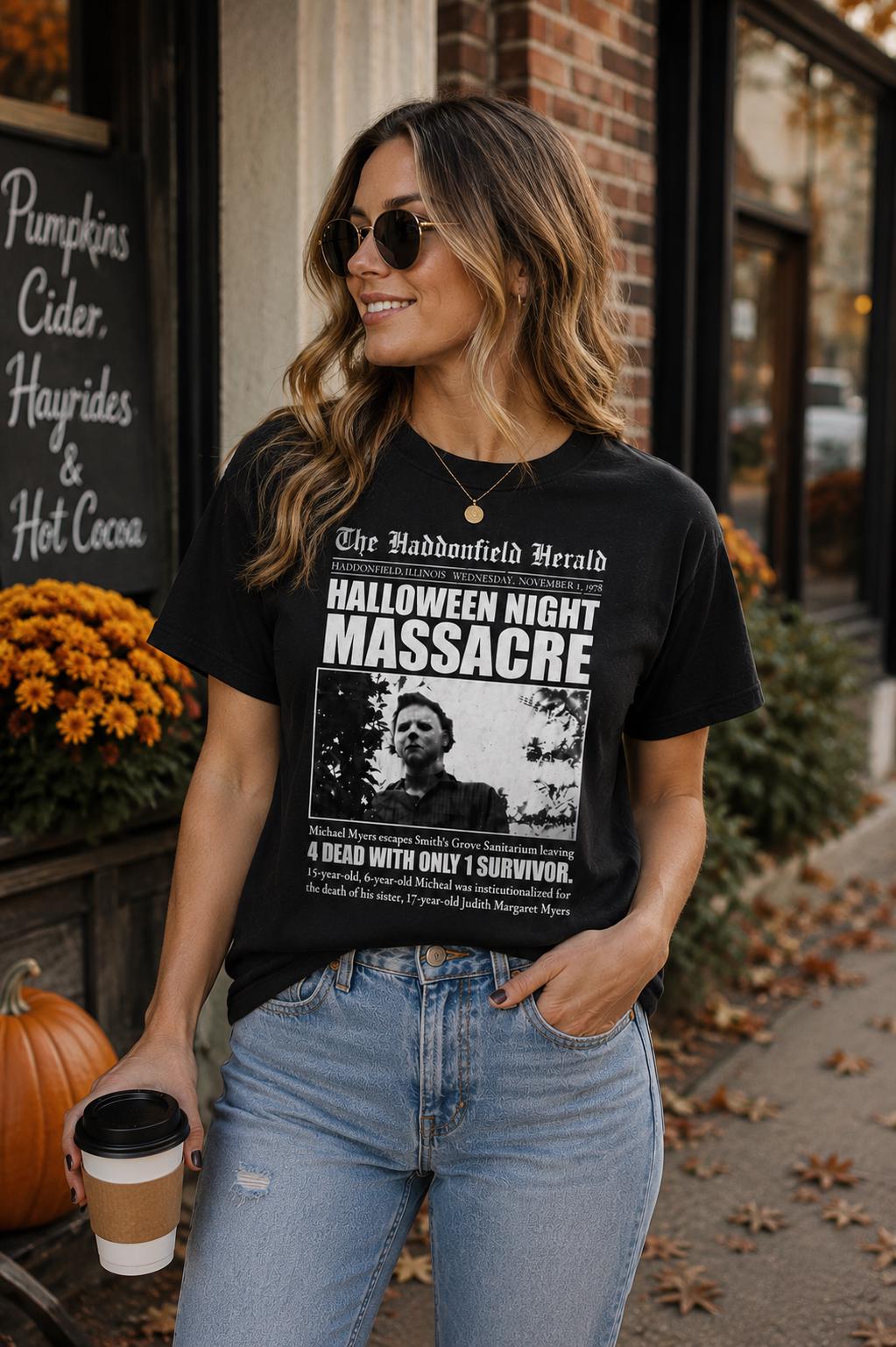 Halloween Night Massacre T-Shirt | Vintage Horror Shirt | Michael Myers Inspired Tee | Halloween Graphic Tee | Spooky Season Shirt | Horror