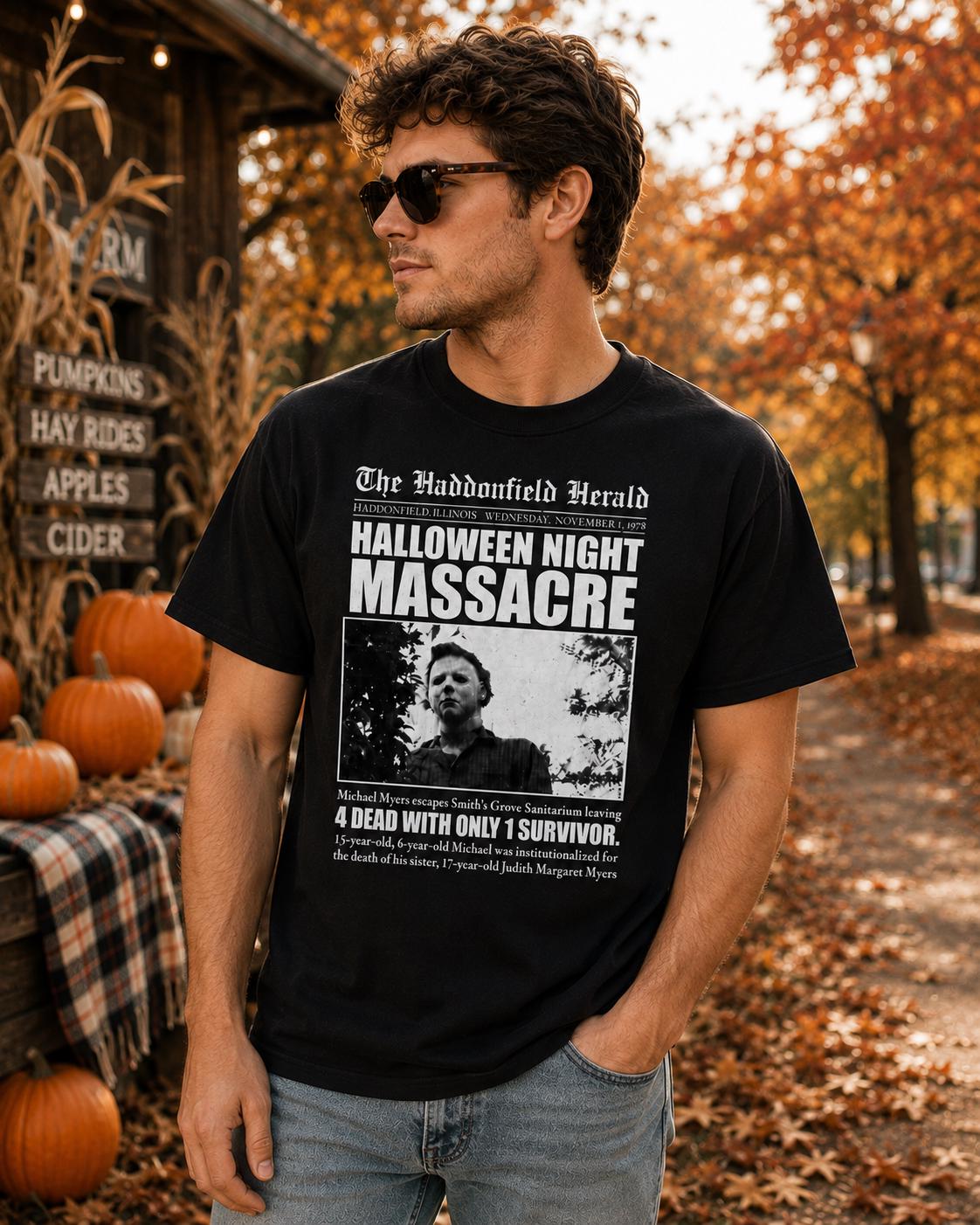 Halloween Night Massacre T-Shirt | Vintage Horror Shirt | Michael Myers Inspired Tee | Halloween Graphic Tee | Spooky Season Shirt | Horror