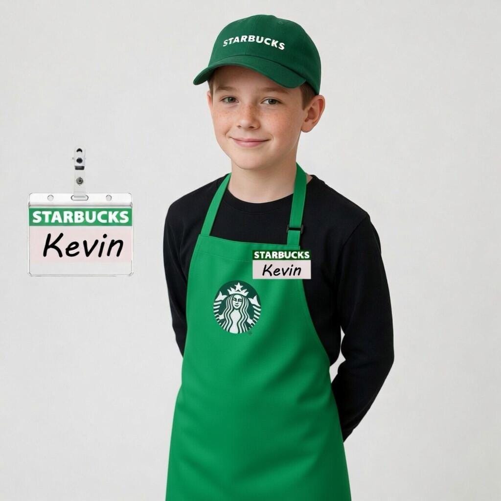 Starbucks inspired kids apron set
