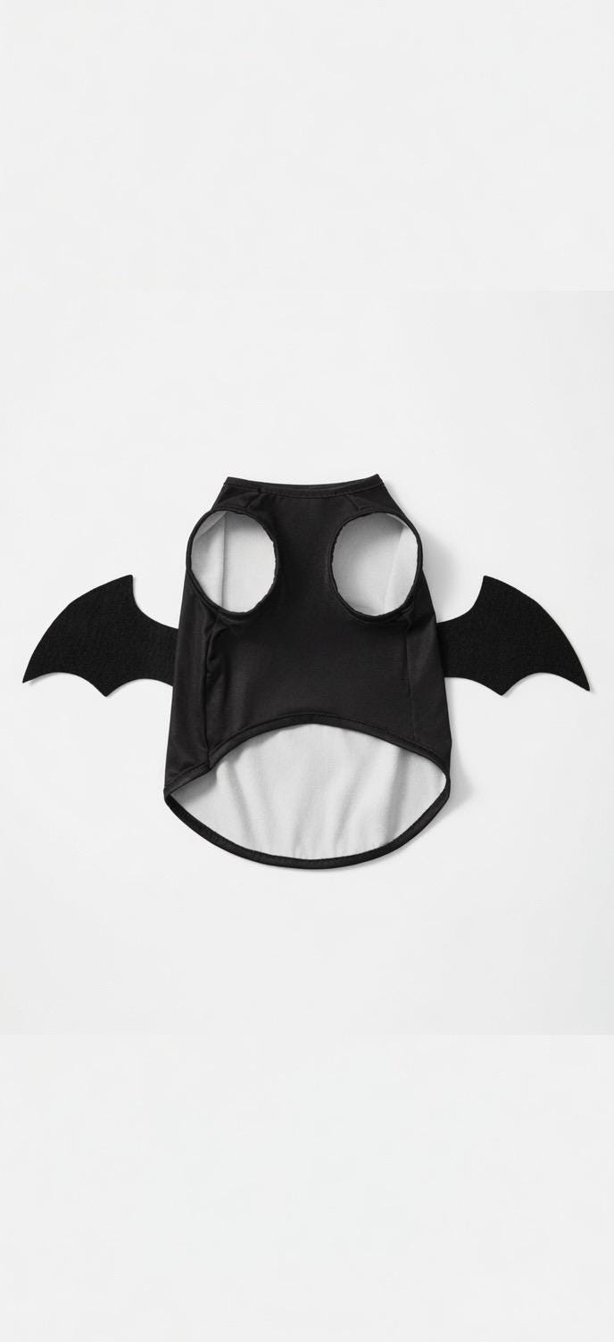 Bat-Ready Pup: Cute Batman-Themed Costume with Wings