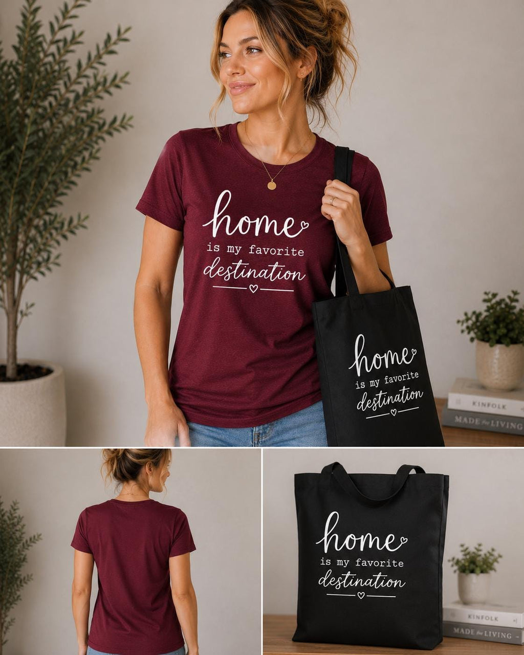 Home Is My Favorite Destination Shirt with FREE Matching Tote | Cozy Homebody Tee | Bella + Canvas Graphic T-Shirt | Housewarming Gift