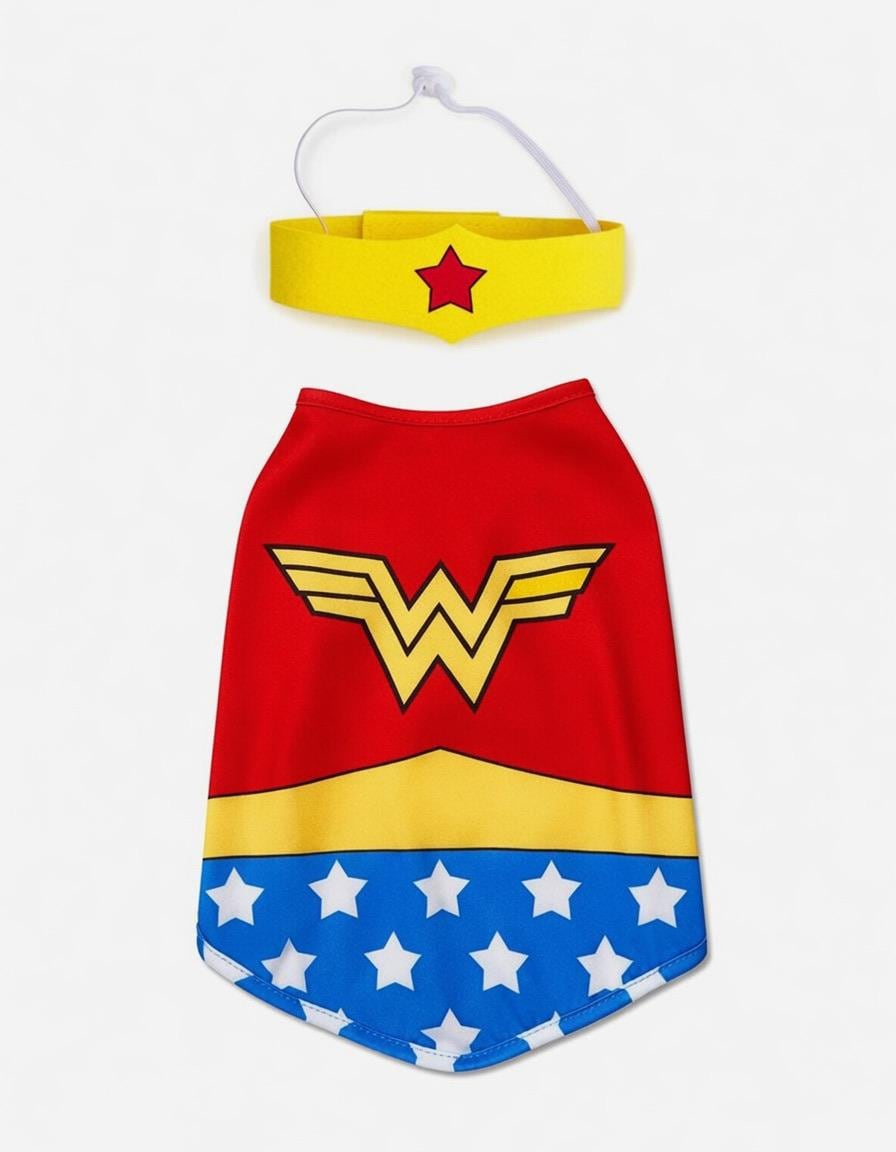 Wonder Woman Inspired Dog Costume,Heroic Cape & Amazon-Style Look for Halloween Parties