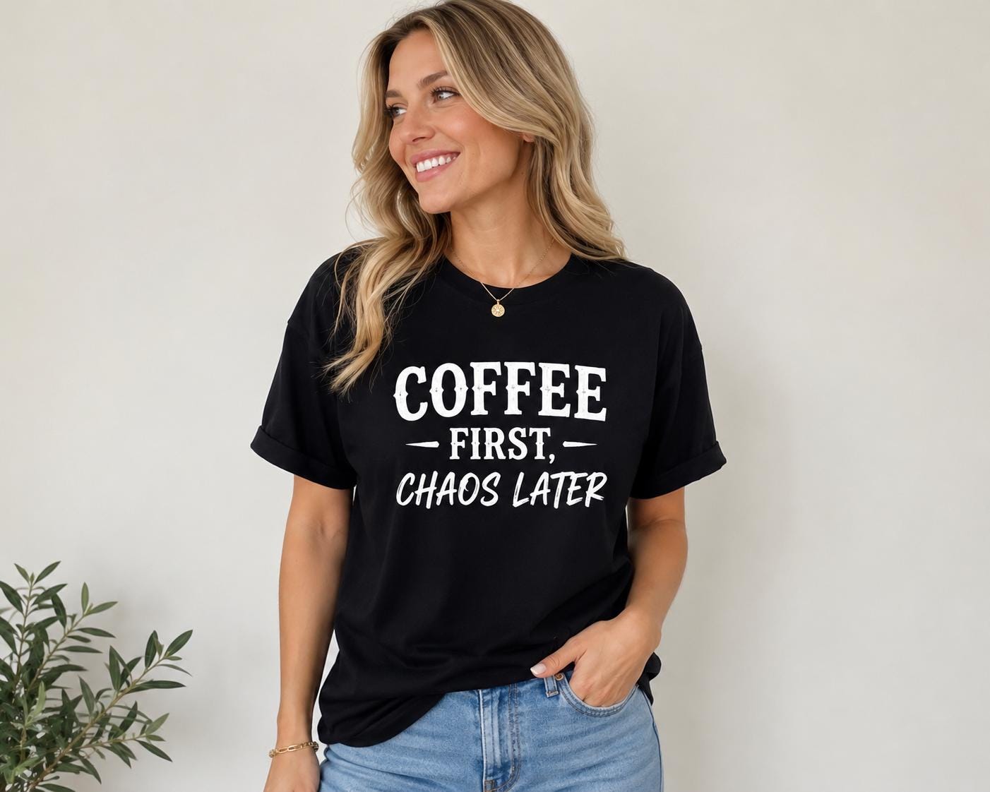 Coffee First, Chaos Later Shirt – Funny Mom Dad Gift