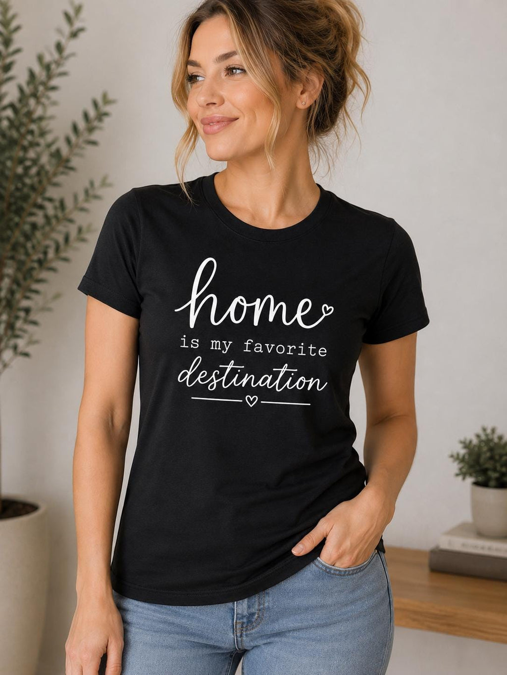 Home Is My Favorite Destination Shirt with FREE Matching Tote | Cozy Homebody Tee | Bella + Canvas Graphic T-Shirt | Housewarming Gift