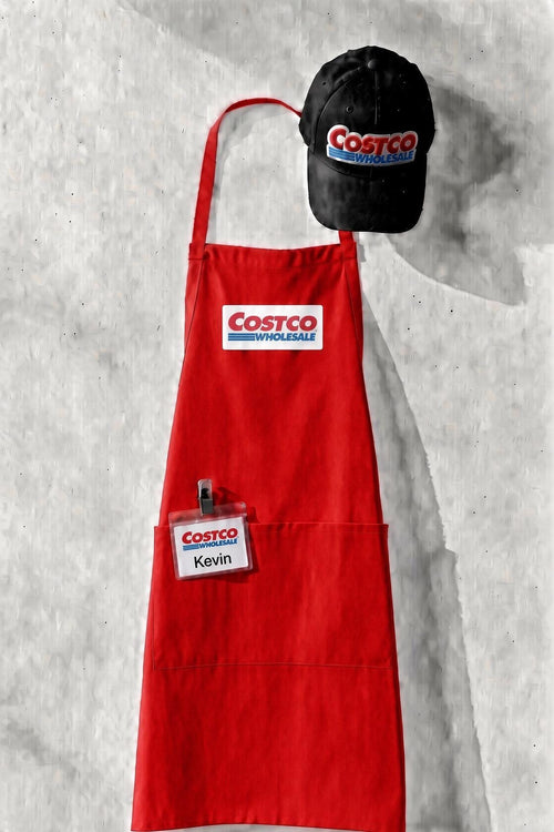 Costco Apron |Get ready for Halloween, trunk-or-treat events, parties, or festive workplace fun with this fun red Costco-inspired apron!